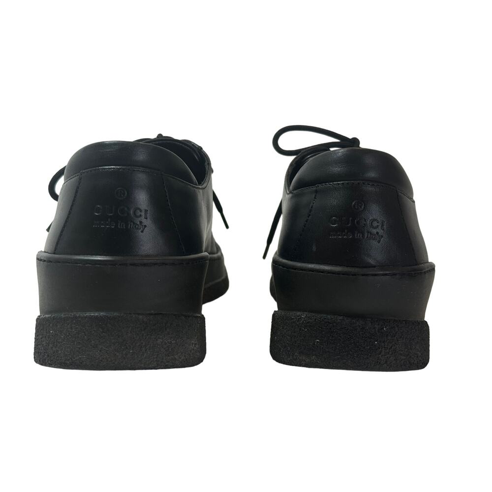 Gucci Black Leather Lace Up Oxford Sneakers Mens 8 / 9.5 US Comfort Casual Logo - Picture 5 of 12